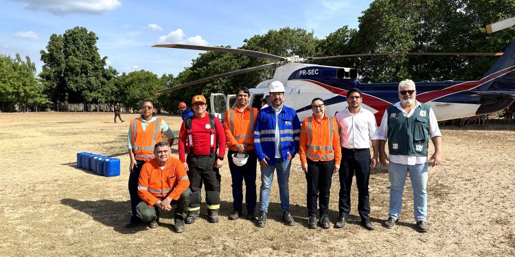Helicóptero do Porto do Itaqui teve papel importante no incêndio dos vagões da Vale.