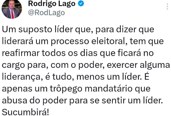 Ficou totalmente sem sentido a crítica de Rodrigo Lago sobre a declaração de Brandão