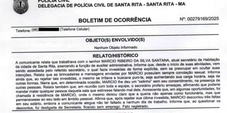 Secretário de Habitação de Santa Rita é acusado de assédio sexual.