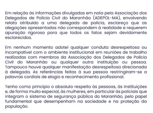 “Apuração rigorosa”, diz Mauricio Martins sobre denúncia de delegada e nota da Adepol